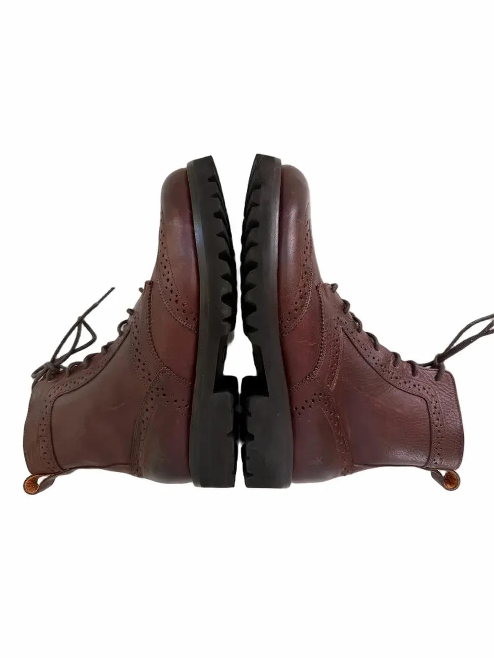 Frye Earl Wingtip Lace Up Men's Leather Boots Size 7.5D Brown Lug Soles 84138